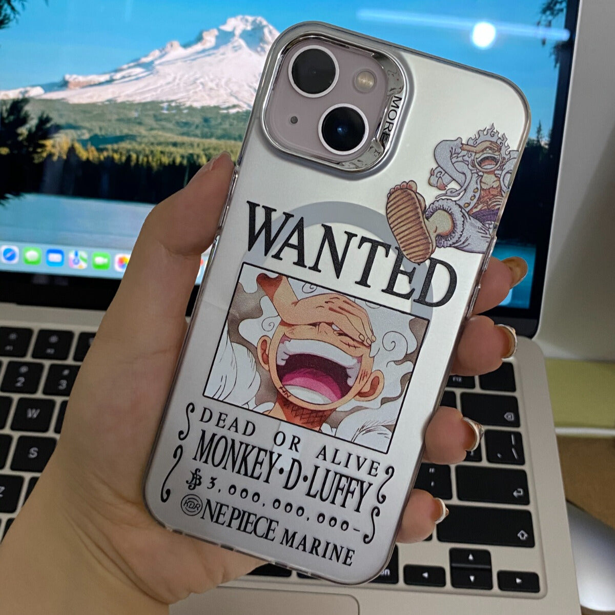 B Mart One Piece Series Luffy Printed Design Anime iPhone Back Case |  Strong Tempered Glass Back Cover | Camera & Edge Protection | Wireless  Charging