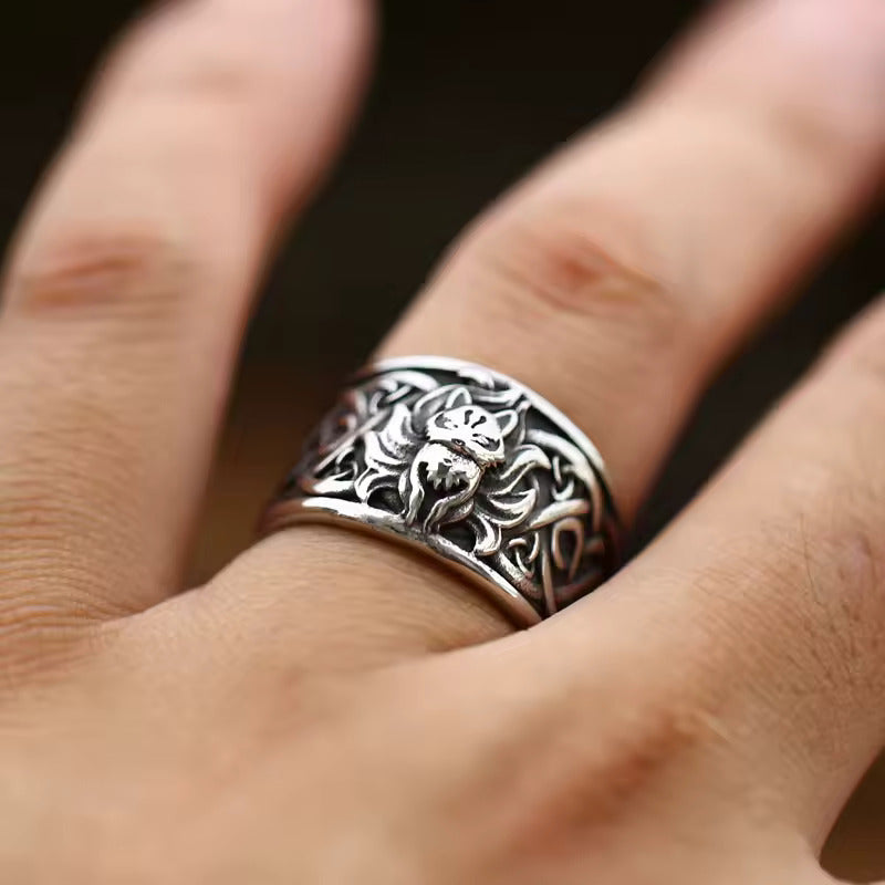 9 Tailed Fox Sterling Silver Adjustable Ring